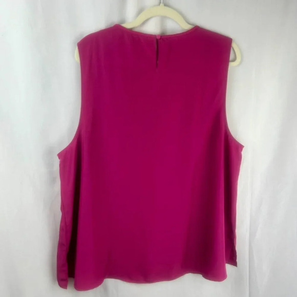 NEW Soft Surroundings Tank Blouse Women Plus 2X Pink Braided Trim High Low Hem - Picture 5 of 7